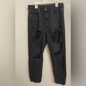 american eagle, black mom jeans ,size 10